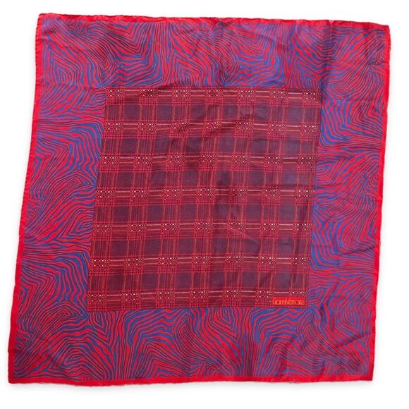 Gianni Versace Red and Blue Silk Scarf - Picture 2 of 6